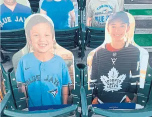 ?? TORONTO BLUE JAYS PHOTOS ?? Manager Charlie Montoyo's sons, Alex, left, and Tyson, are among the cardboard fans in Buffalo.