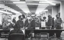  ?? Billy Calzada / Staff photograph­er ?? The wait time to renew a driver’s license at Leon Valley Mega Center in San Antonio is about one hour these days.