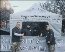  ??  ?? SLEEPING ROUGHT Forgotton Veterans founder Gary Weaving, right, taking on the sleeping rough challenge