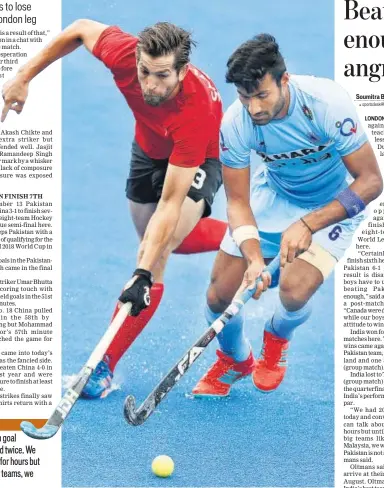  ?? AP ?? Canada upset India in the World Hockey League SemiFinal on Sunday.