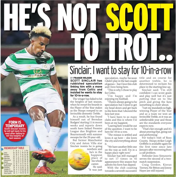  ??  ?? FORM IS TEMPORARY Scott Sinclair insists he will get back to his best after failing to hit the heights of last season