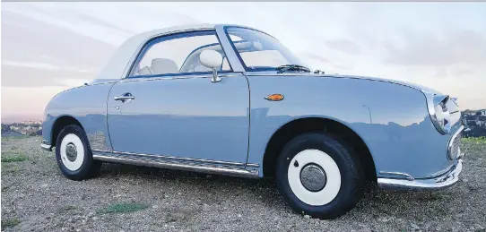  ?? PHOTOS: MILES MATULIONIS ?? The Nissan Figaro is a quirky collector car that draws styling cues from the Italian-made Fiat Bianchina of the late 1950s.