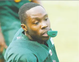  ?? LARRY WONG ?? Defensive back Caleb Ham's profession­al football career began in 2019 with seven tackles in three games as a rookie with the Montreal Alouettes, his dad Tracy Ham's final CFL stop from 1996-99.