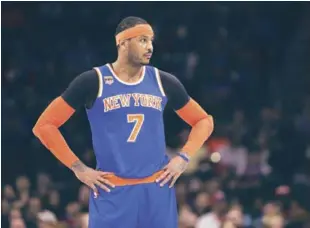  ?? AP ?? Carmelo Anthony informó a los Knicks que aceptaría un cambio a los Rockets. Su contrato tiene una cláusula que le permite vetar cualquier canje.