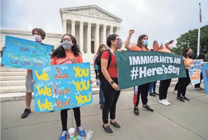  ?? MANUEL BALCE CENETA/AP ?? DACA recipients celebrate in front of the U.S. Supreme Court on June 18, 2020.