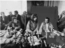  ?? Photograph: New York Daily News Archive/Getty Images ?? George Harrison (centre), flanked by Allen Klein (left) and sitarist Ravi Shankar, discussing the Concert for Bangladesh – which was criticised by Nick Tosches.