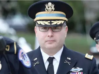  ?? MARK WILSON/GETTY IMAGES ?? Army Lt. Col. Alexander Vindman, director for European Affairs at the National Security Council, arrives Tuesday at the Capitol to testify as part of the impeachmen­t inquiry against President Trump.