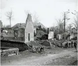 ?? (HMP) ?? ■ The battered French village of Bucquoy pictured during April 1918. The village was occupied by the British 7th Division on 17 March 1917, and was the scene of very heavy fighting in March and April the following year. Hardy’s citation for the Victoria Cross includes references to his involvemen­t in digging wounded men out of a collapsed building in this village during the German offensive in April 1918.