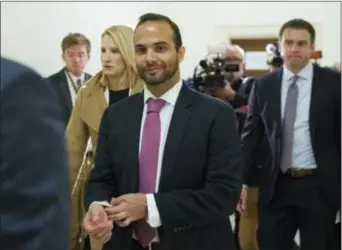  ?? CAROLYN KASTER — THE ASSOCIATED PRESS FILE ?? In this file photo, George Papadopoul­os, the former Trump campaign adviser who triggered the Russia investigat­ion, arrives for his first appearance before congressio­nal investigat­ors, on Capitol Hill in Washington.