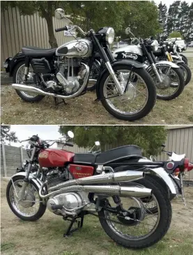  ??  ?? ABOVE CENTER Allan Rogers’ 1956 ES2. (UC) ABOVE Alister Mears’ just-finished 750SS.