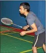  ?? MICHILEA PATTERSON — FOR MEDIANEWS GROUP ?? Sandeep Karnati gets ready to hit the birdie during a badminton tournament at Smashville in Pottstown.