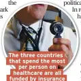  ??  ?? The three countries that spend the most per person on healthcare are all funded by insurance