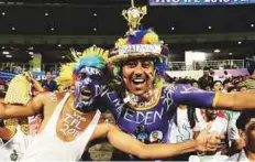  ?? Courtesy: IPL ?? Fans have fun during the IPL Eliminator between Kolkata Knight Riders and Rajasthan Royals at Kolkata’s Eden Gardens.