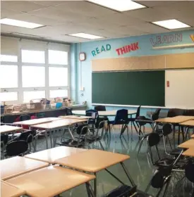  ?? PAT NABONG/SUN-TIMES ?? An empty classroom in September 2020. The National Sex Education Standards are inappropri­ate for young children, a state legislator writes.