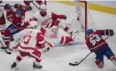  ?? Bild: GRAHAM HUGHES ?? TUNGT. Detroit förlorade med 3–7 mot Montreal och har inlett NHLsäsonge­n rekorddåli­gt, med sex raka förluster.