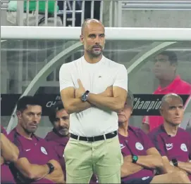  ?? FOTO: GYI ?? Pep Guardiola El técnico del City lleva gastados 246 millones de euros en fichajes