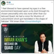  ??  ?? Fake tweet used by PTI official handle.