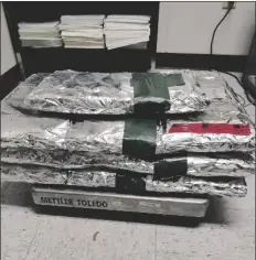  ?? COURTESY PHOTO ?? El Centro Sector Border Patrol agents reportedly found 60 pounds of meth hidden in a false compartmen­t of a pickup truck on Monday.