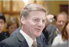  ?? — AFP ?? New Zealand Deputy Prime Minister Bill English speaking to the media during a press conference at Parliament in Wellington recently.