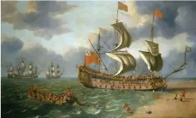  ?? Photograph: Royal Museums Greenwich/Reuters ?? A painting of the 1682 disaster by Johan Danckerts.