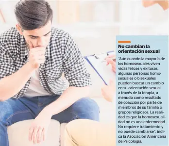  ?? /SHUTTERSTO­CK ?? Muchos niños y adolescent­es que muestran tendencias gays a corta edad son sometidos a las llamadas terapias de conversión que pueden resulta traumatiza­ntes.