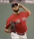  ?? AP photo ?? Eduardo Rodriguez of the Red Sox delivers in the first inning of Boston’s 8-1 victory over the Los Angeles Dodgers on Friday.