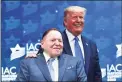  ?? Mandel Ngan / Tribune News Service ?? President Donald Trump stands with casino mogul Sheldon Adelson in Hollywood, Fla., on Dec. 7, 2019. Adelson has died at age 87.