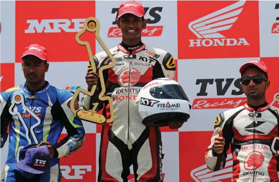  ??  ?? Rajiv Sethu ( centre) celebrates his victory in Chennai on Sunday.