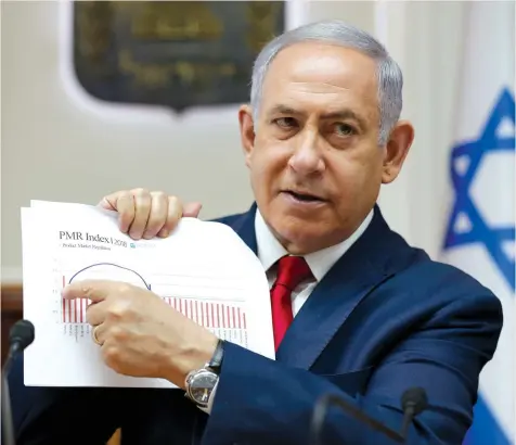  ?? (Abir Sultan/Reuters) ?? PRIME MINISTER Benjamin Netanyahu makes a point during a weekly cabinet meeting in Jerusalem earlier this year.
