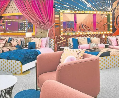  ??  ?? VIBRANT first-look pictures have been released of the Celebrity Big Brother house before its launch next week.
The images reveal a pop art-style makeover in bright block colours, complete with Andy Warhol-inspired bathroom walls and Roy...