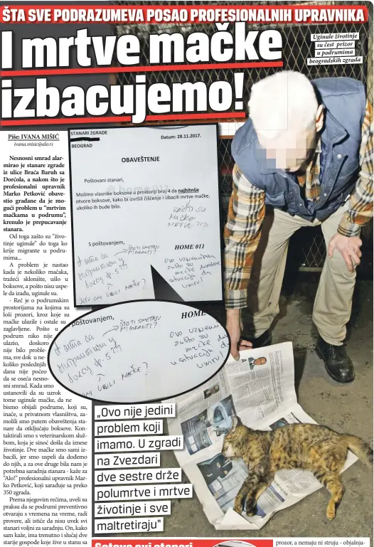  ??  ?? Uginule životinje su čest prizor u podrumima beogradski­h zgrada