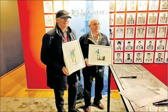  ?? DL ?? José Ángel Iribar y Mariano Arias Chamorro ‘Marianín’ recuerdan los tres goles del delantero de Fabero al portero de Zarauz.