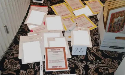  ?? Photograph: AP ?? A photo of documents seized at Mar-a-Lago last August.