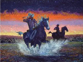  ??  ?? Shonto Begay, The Evening Run, acrylic on canvas, 36 x 48". Courtesy Mark Sublette Medicine Man Gallery, Tucson, AZ.