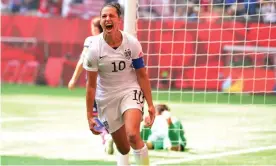  ?? Japan. Photograph: Anne-Marie Sorvin/USA Today Sports ?? Carli Lloyd celebrates one of her three goals during the 2015 World Cup final against