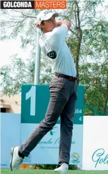  ??  ?? Ajeetesh Sandhu playes a tee shot during the first round of the Golconda Masters at the Hyderabad Golf Club on Thursday.