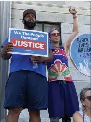  ?? CARL HESSLER JR. — MEDIANEWS GROUP ?? Those who attended the demonstrat­ion carried signs that read “Black Lives Matter At School,” “Solidarity” and “We the People Demand Justice.”