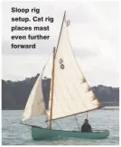  ??  ?? Sloop rig setup. Cat rig places mast even further forward