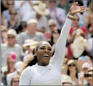  ?? AP/TIM IRELAND ?? American Serena Williams took a 6-2, 6-4 semifinal victory over 13th-seeded Julia Goerges of Germany on Thursday. She will play in her 10th career Wimbledon final Saturday.