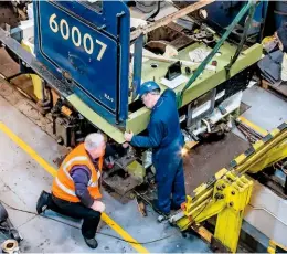  ?? TREVOR CAMP ?? 60007: Volunteers of the sir nigel gresley Locomotive trust rebuild the cab floor of the Lner ‘a4’ at the national railway museum on February 14, during one of a series of ‘meet the Public’ events organised jointly by the trust and the nrm.