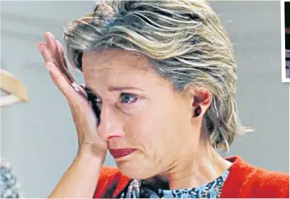  ??  ?? Emma Thompson says the heartache behind the crying
scene in Love Actually, left, was real. With her then husband, Kenneth Branagh, above, and in 2016, below left