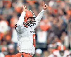  ?? AARON DOSTER/USA TODAY ?? Baker Mayfield has had nine TD passes and one intercepti­on in three games since the Browns’ shake-up.