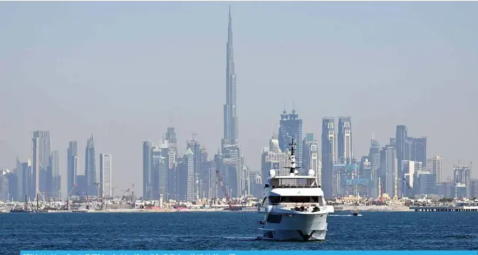  ?? —AFP ?? DUBAI: A picture taken on December 25, 2019 shows the skyline of Dubai with Burj Khalifa, the world’s tallest building.