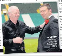  ??  ?? RESPECT McInnes, right, and Dons chief Milne