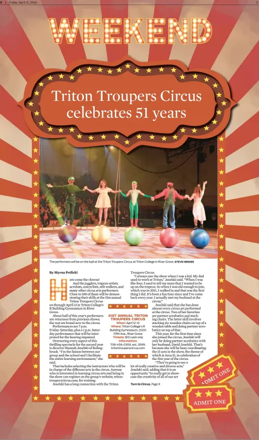  ?? STEVE HERSEE ?? The performers will be on the ball at the Triton Troupers Circus at Triton College in River Grove.