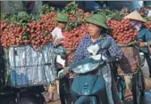  ?? AFP ?? Vietnam farmers wait to sell their litchi fruit to local traders at the market in Luc Ngan district in Vietnam’s northern province of Bac Giang.