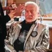  ??  ?? Astronaut Buzz Aldrin is prepared backstage for his role in the unveiling of designer Nick Graham’s Marsthemed collection.