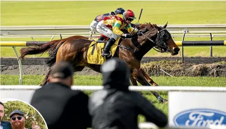  ?? ANDY MACDONALD/STUFF ?? Horse racing action returned to the New Plymouth Raceway on Saturday, where jockey Tayla Mitchell rode Soldier Boy to victory in the 1300m Seaton Park race, which had a $30,000 stake.