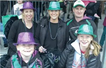  ??  ?? Supporting the Cannons in their first grand final were, back row from left Christine Chilvers, Julia Battiscomb­e, Mark Battiscomb­e, front row Andie Battiscomb­e and Portia Battiscomb­e.