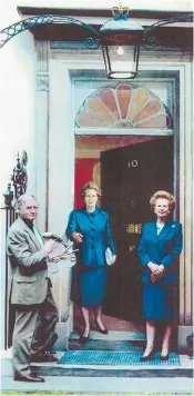  ??  ?? Noakes with Margaret Thatcher and a typically quirky trompe l’oeil showing her at 10 Downing Street. Below: a portrait of Princess Anne